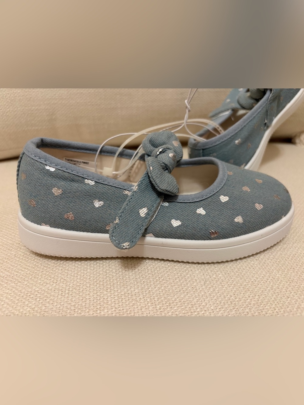 Kids denim Heart Print Mary Jane Shoes Sz 12